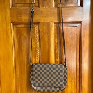 Brown Medium Checkered Crossbody Bag